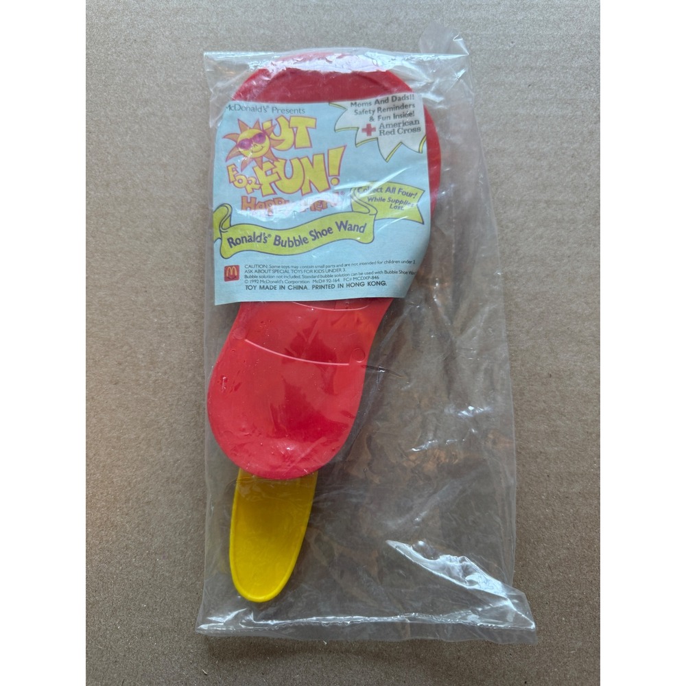 Vintage 1992 McDonalds Happy Meal Fit For Fun Ronalds Bubble Shoe Wand Toy New